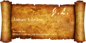 Jakus Lőrinc névjegykártya
